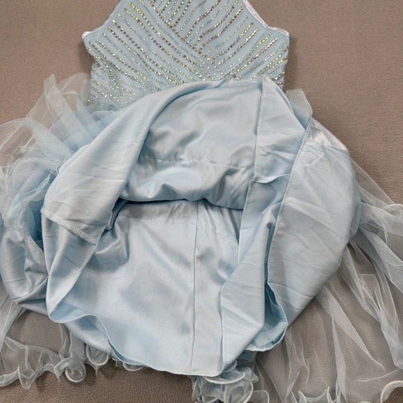 Xtraordinary Dress 8 Kids Girls Blue Rhinestone Halterneck Tulle Sparkling Party - Picture 5 of 6